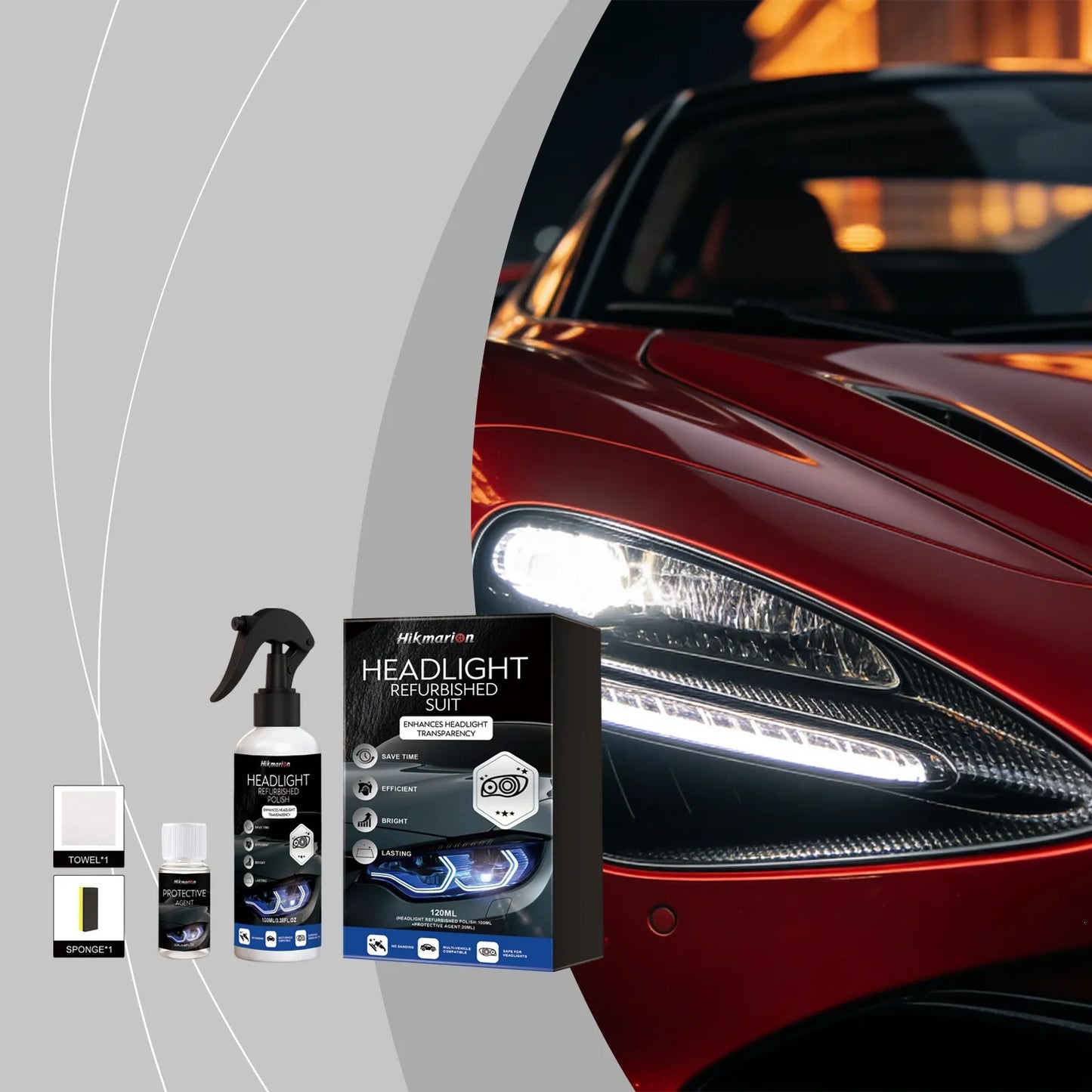 🚗 Automotive Headlamp Restoration Fluid, oxidized and yellowed automotive headlamps, blurring enhanced crystalline coating refurbisher
