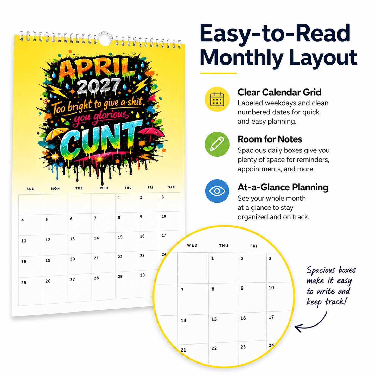 💥New Arrival Limited Time Offer🎁2027 Year of the Cunt Wall Calendar – Bold Graffiti Humor Calendar📆🌟