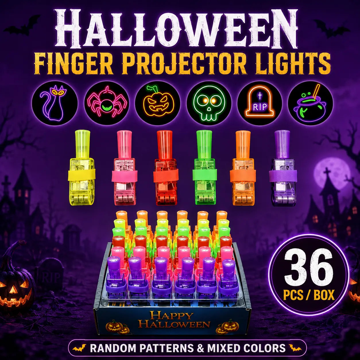 π»π Halloween Finger Projector Rings β LED Light-Up Party Favors for Kids | Spooky Halloween Gifts & Treat Bag Stuffers
