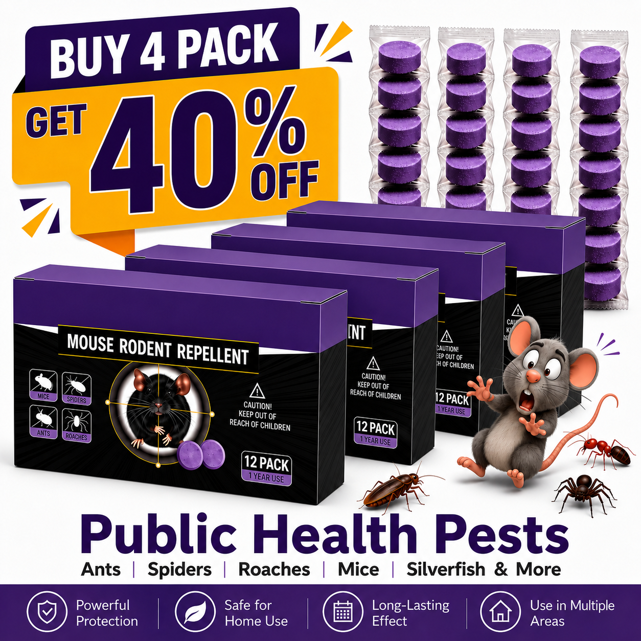 ✅ 10,000+ Happy Customers 🐭 All-Natural Peppermint & Cinnamon Pest & Rodent Repellent Pucks 🕷️🐍