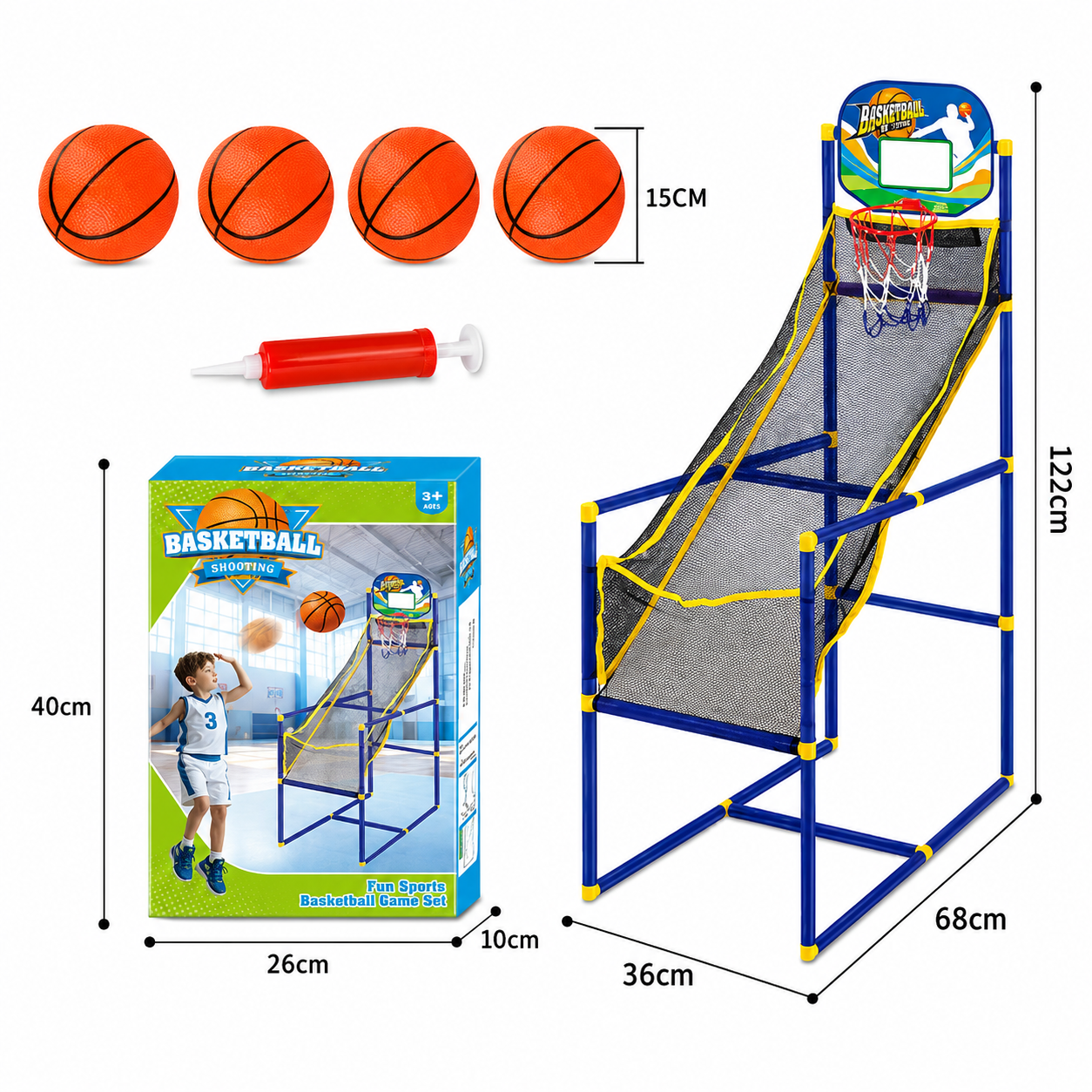 🏀 50% OFF! Kids‘ Indoor Basketball Arcade Game – Auto ball return, sturdy & safe. 4 balls + pump included. Quick setup, endless fun! 🧒💨