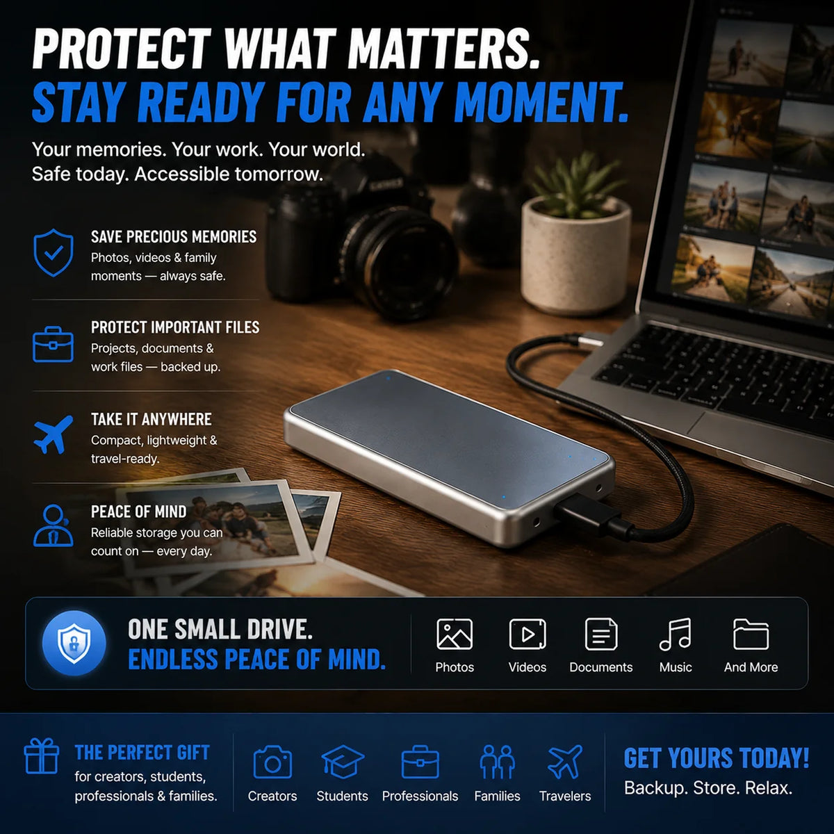 Portable External SSD – High-Speed Storage Drive for Photos, Videos & Files