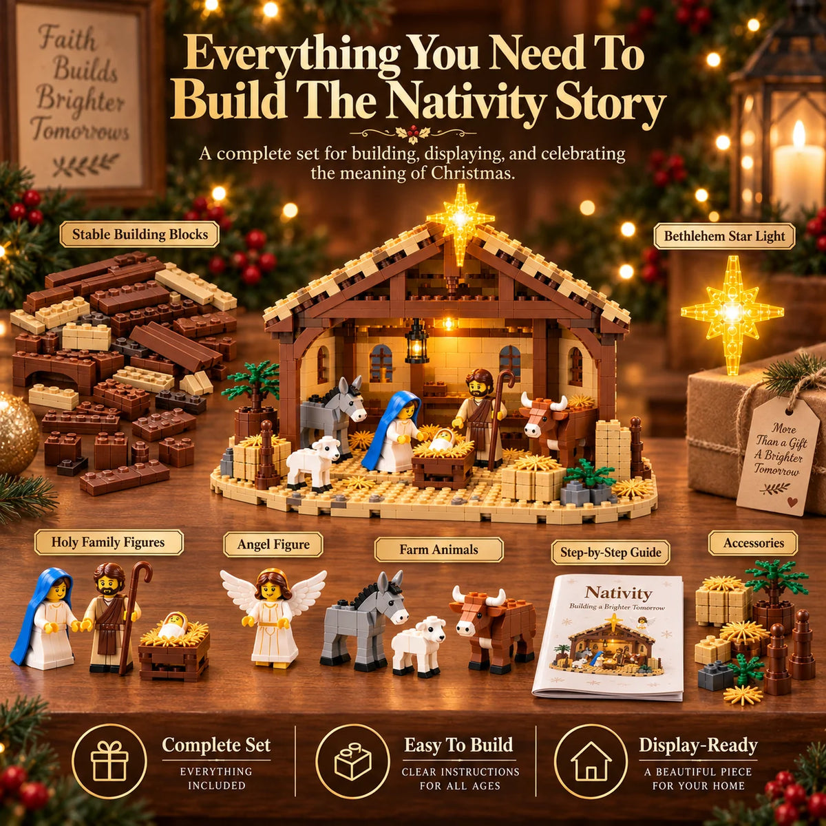 🎄 Christmas Nativity Scene Building Block Set | Holy Family DIY Building Kit