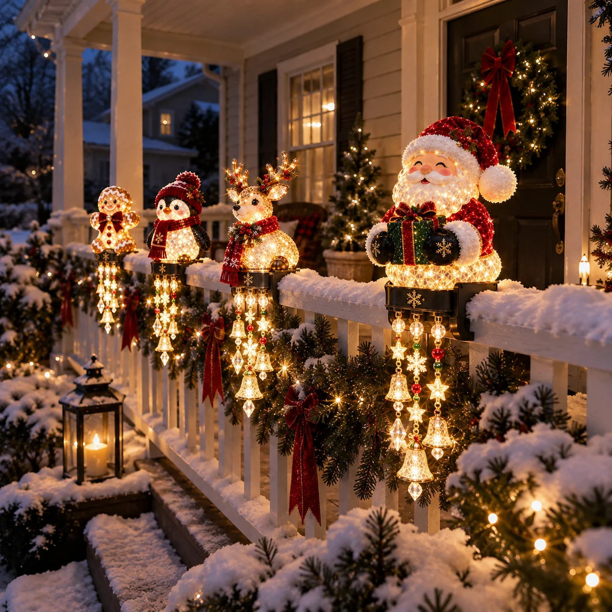 π Christmas Porch Railing Lights β 4 Festive Character Designs