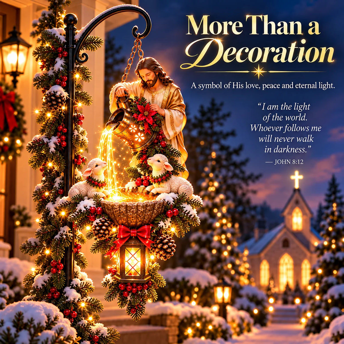 🔥 Last Day 50% OFF – ✝️ Jesus Blessing Hanging Fountain | Lighted Christian Christmas Décor 🙏✨