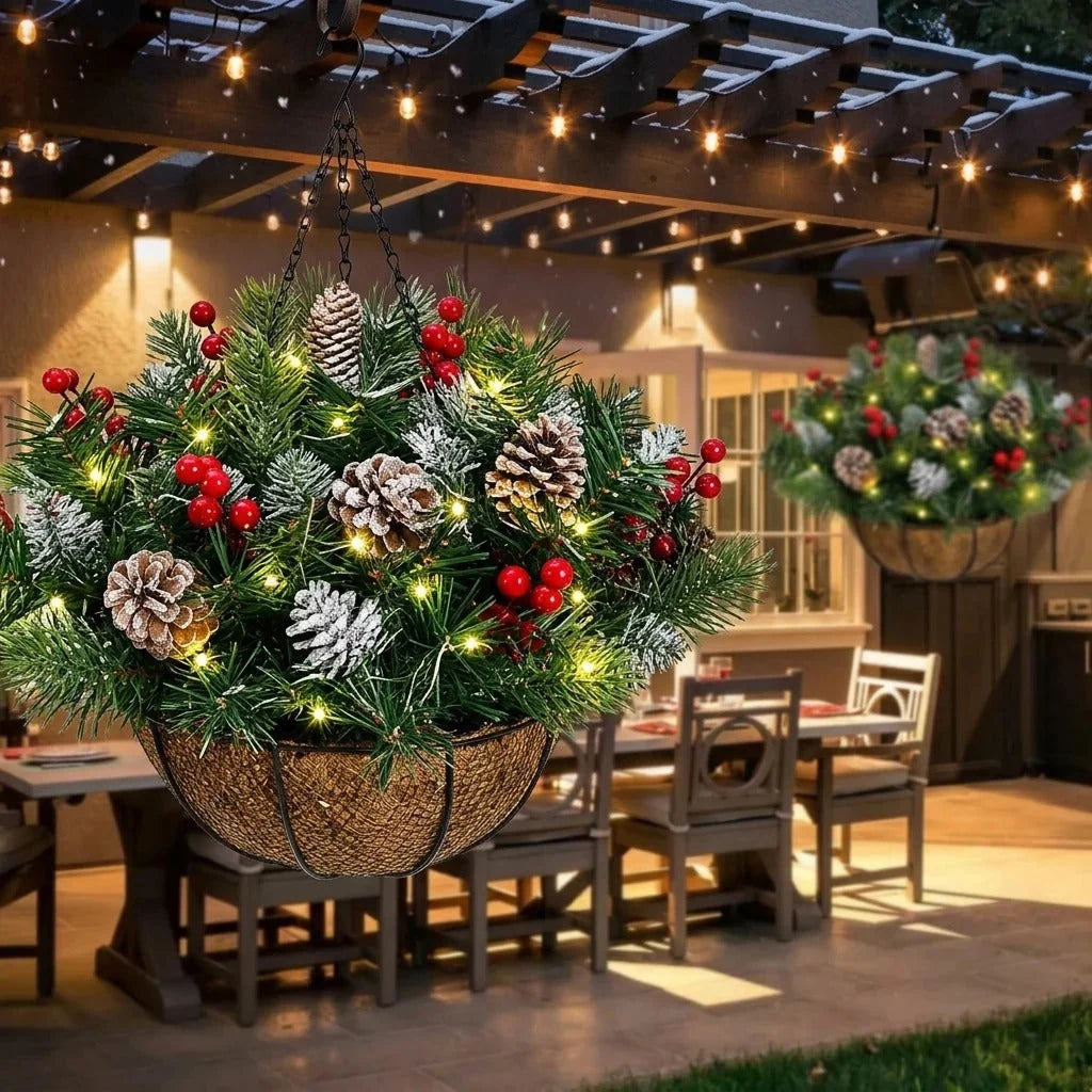 ๐โจ Last Day 50% OFF | Pre-Lit Christmas Hanging Basket โ Festive Glow, Weather-Resistant & Hassle-Free Holiday Decor!