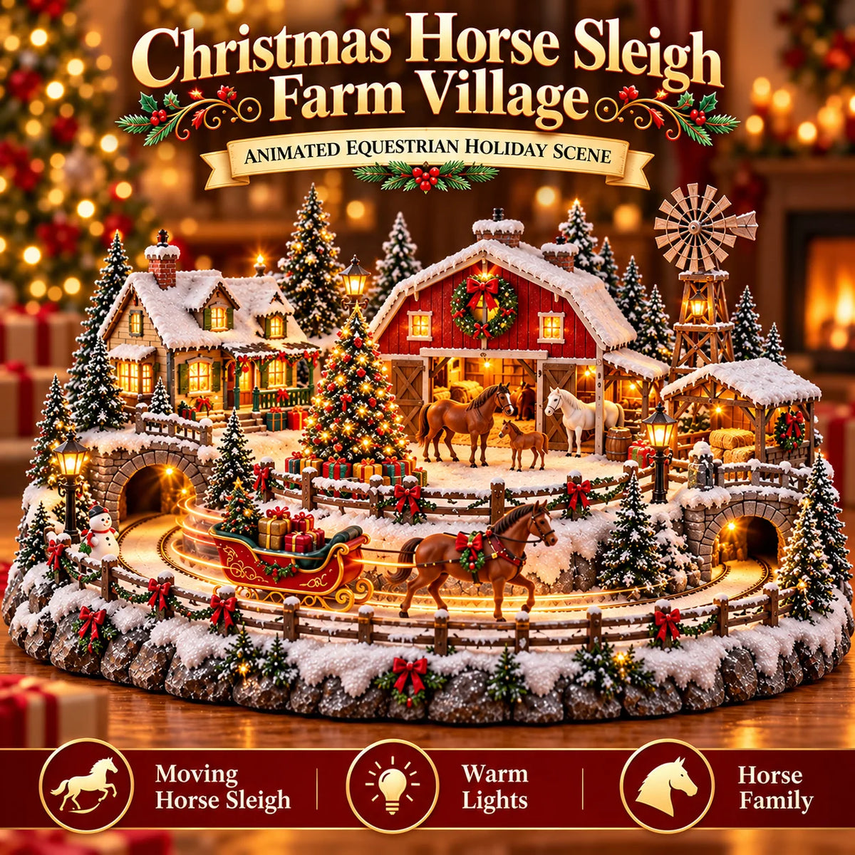 🐮🎄 Highland Cow Christmas Village – Lighted Farmhouse & Festive Holiday Décor ✨