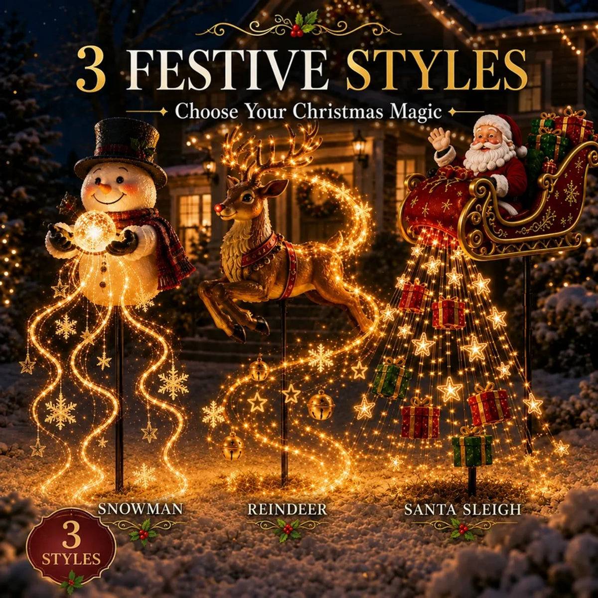 🎅✨ 2026 New Santa’s Flying Sleigh Gift Cascade – Solar Christmas Garden Light
