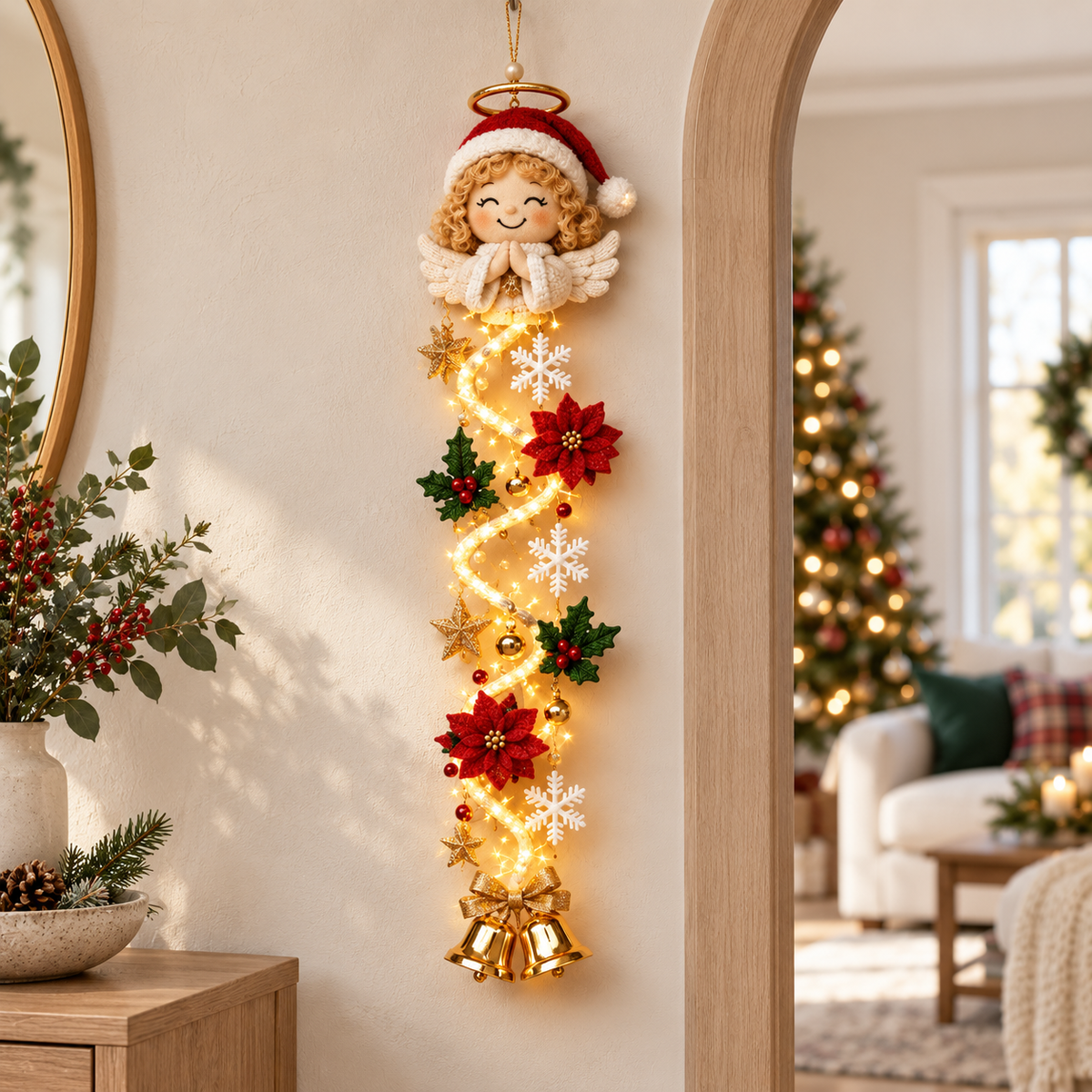 π Lighted Christmas Door Hanger | 6 Festive Designs with Warm LED Glow & 3D Holiday Details
