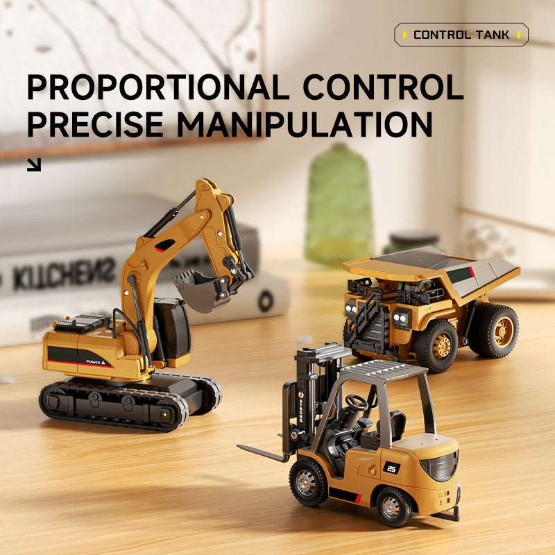 1/64 Mini RC Excavator, Dump Truck & Forklift Toy Set