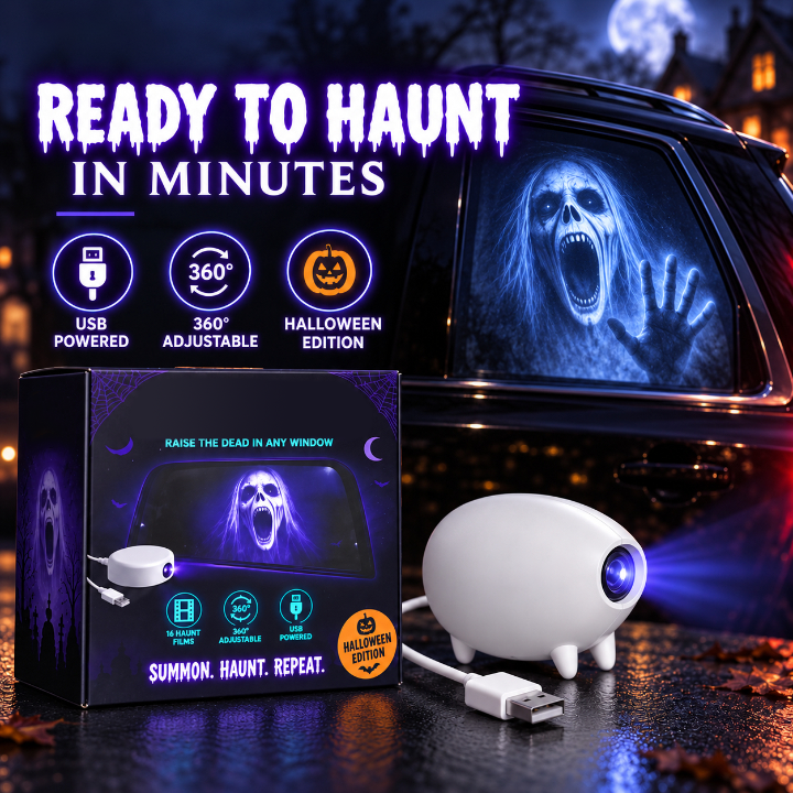 🎃 Halloween Window Projector ✨ 16 Spooky Films USB Powered Holiday Decor