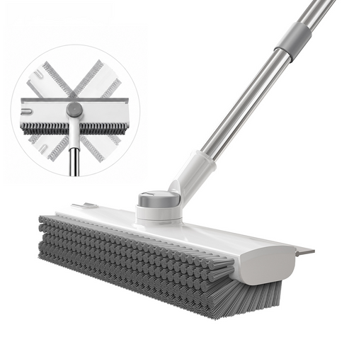 3-in-1 Long Handle Floor Scrub Brush – Scrub, Reach & Squeegee