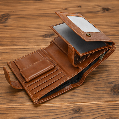 💼Top-Grain Leather Wallet for Men & Women – Bi-Fold / Tri-Fold with Coin Pocket & Multiple Card Slots