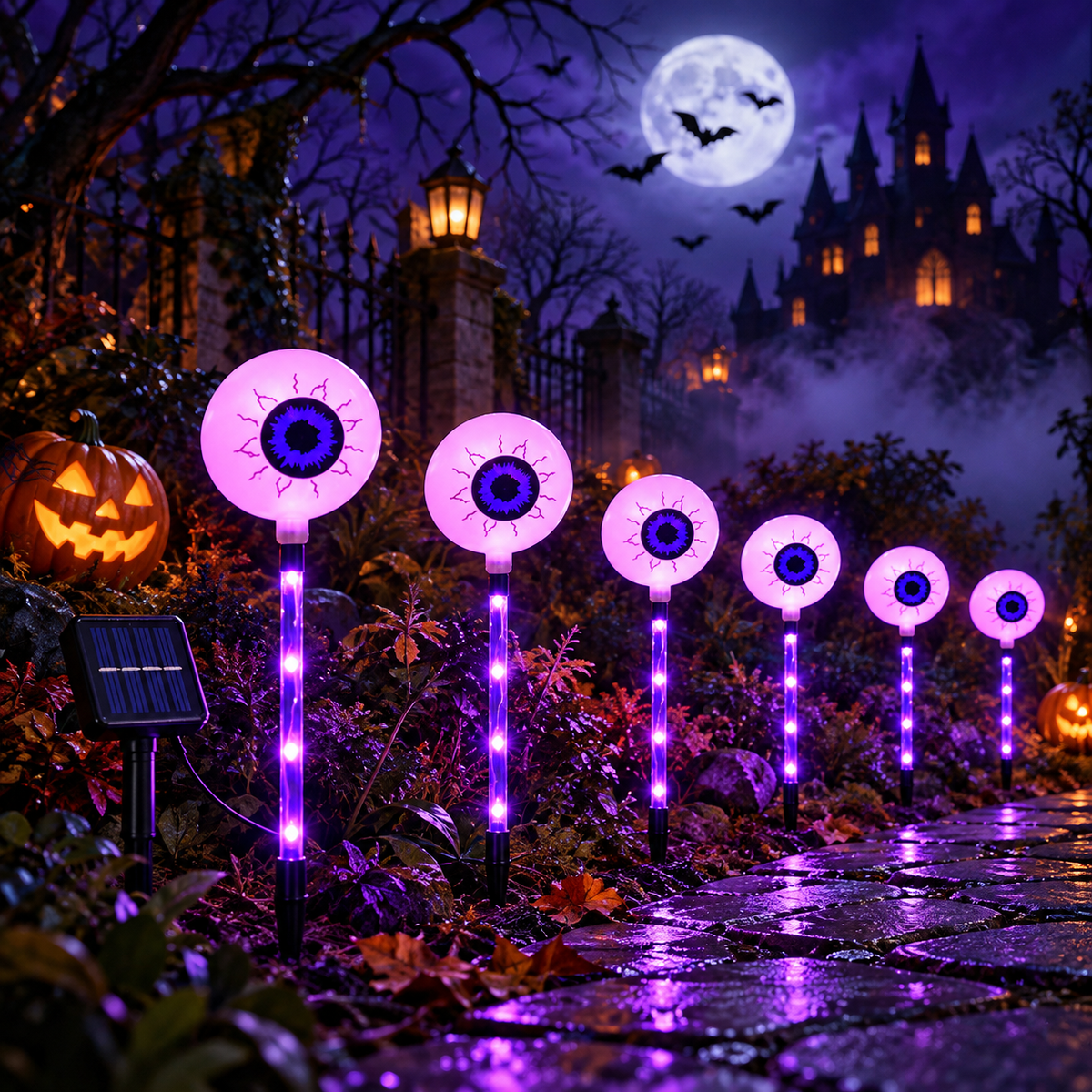🎃 Solar Halloween Pathway Lights – Pumpkin, Ghost & Eyeball Garden Stakes