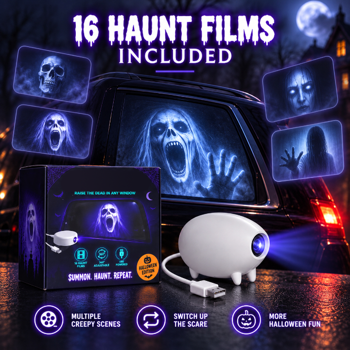 🎃 Halloween Window Projector ✨ 16 Spooky Films USB Powered Holiday Decor