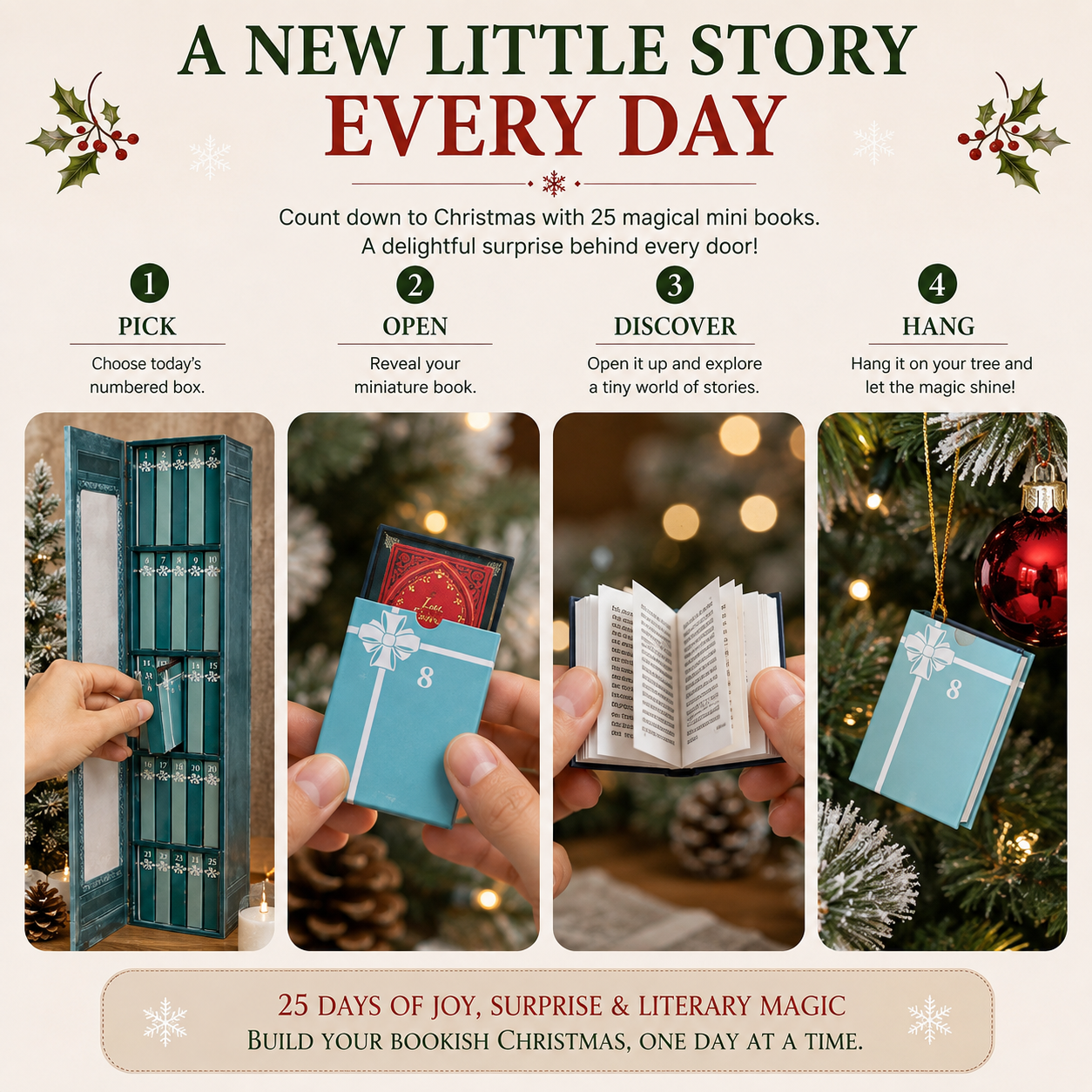 ✨Last Day Promotion 70% OFF 💥 Mini Book Ornament Advent📚 25-Day Mini Book Advent Calendar
