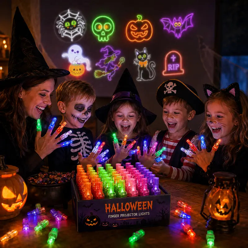👻🎃 Halloween Finger Projector Rings – LED Light-Up Party Favors for Kids | Spooky Halloween Gifts & Treat Bag Stuffers