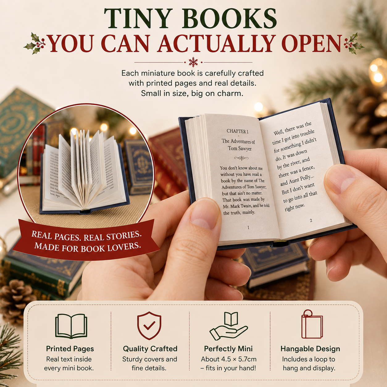 ✨Last Day Promotion 70% OFF 💥 Mini Book Ornament Advent📚 25-Day Mini Book Advent Calendar
