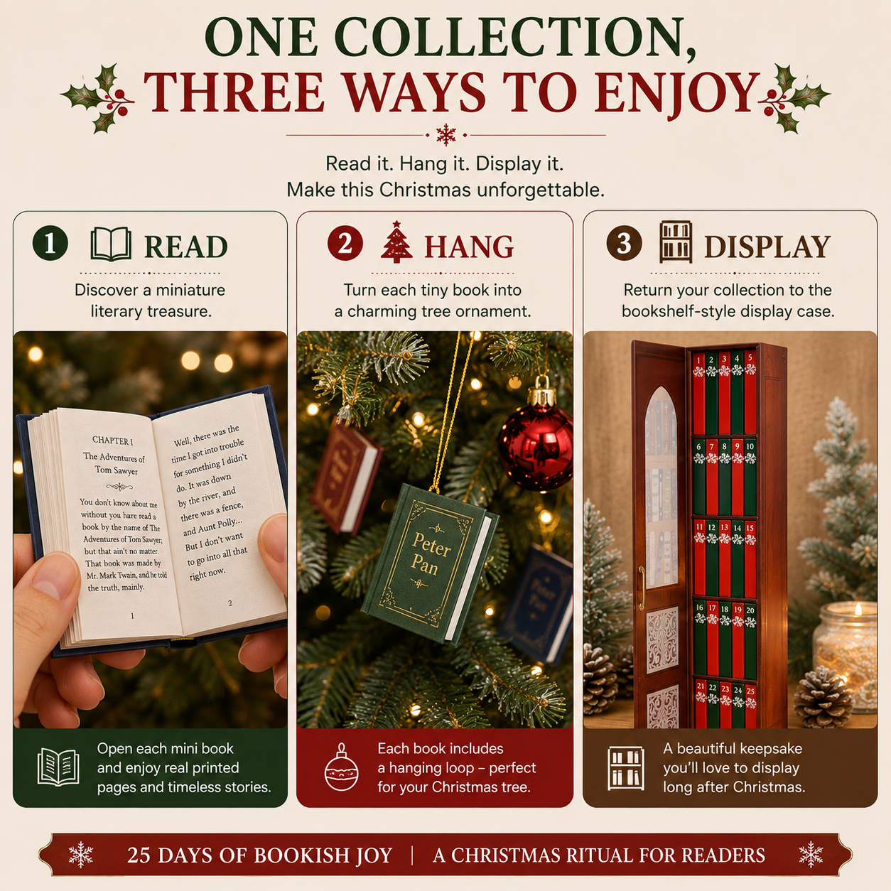 ✨Last Day Promotion 70% OFF 💥 Mini Book Ornament Advent📚 25-Day Mini Book Advent Calendar
