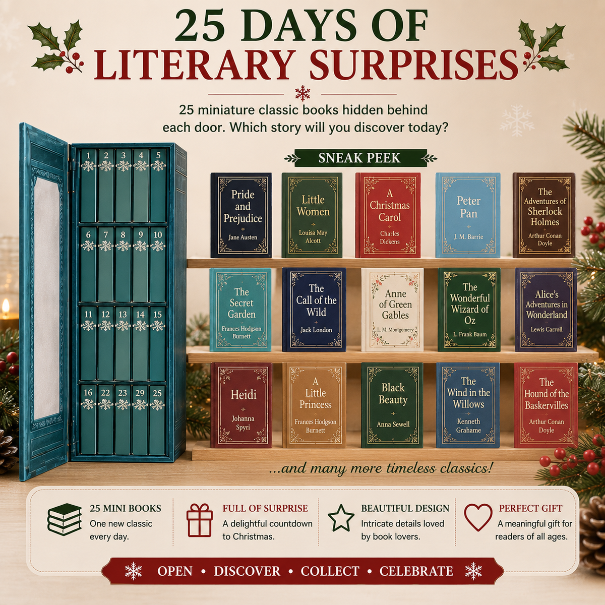 ✨Last Day Promotion 70% OFF 💥 Mini Book Ornament Advent📚 25-Day Mini Book Advent Calendar