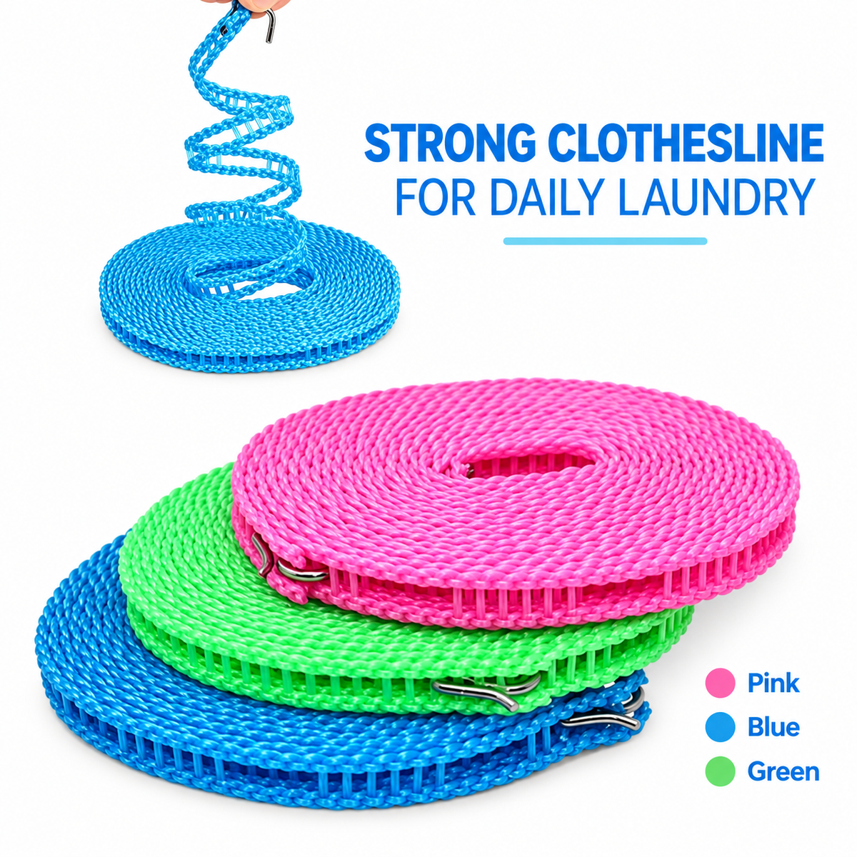 🔥Hot Sale - 50% OFF🔥 3-Pack Adjustable Windproof Clothesline with Hooks