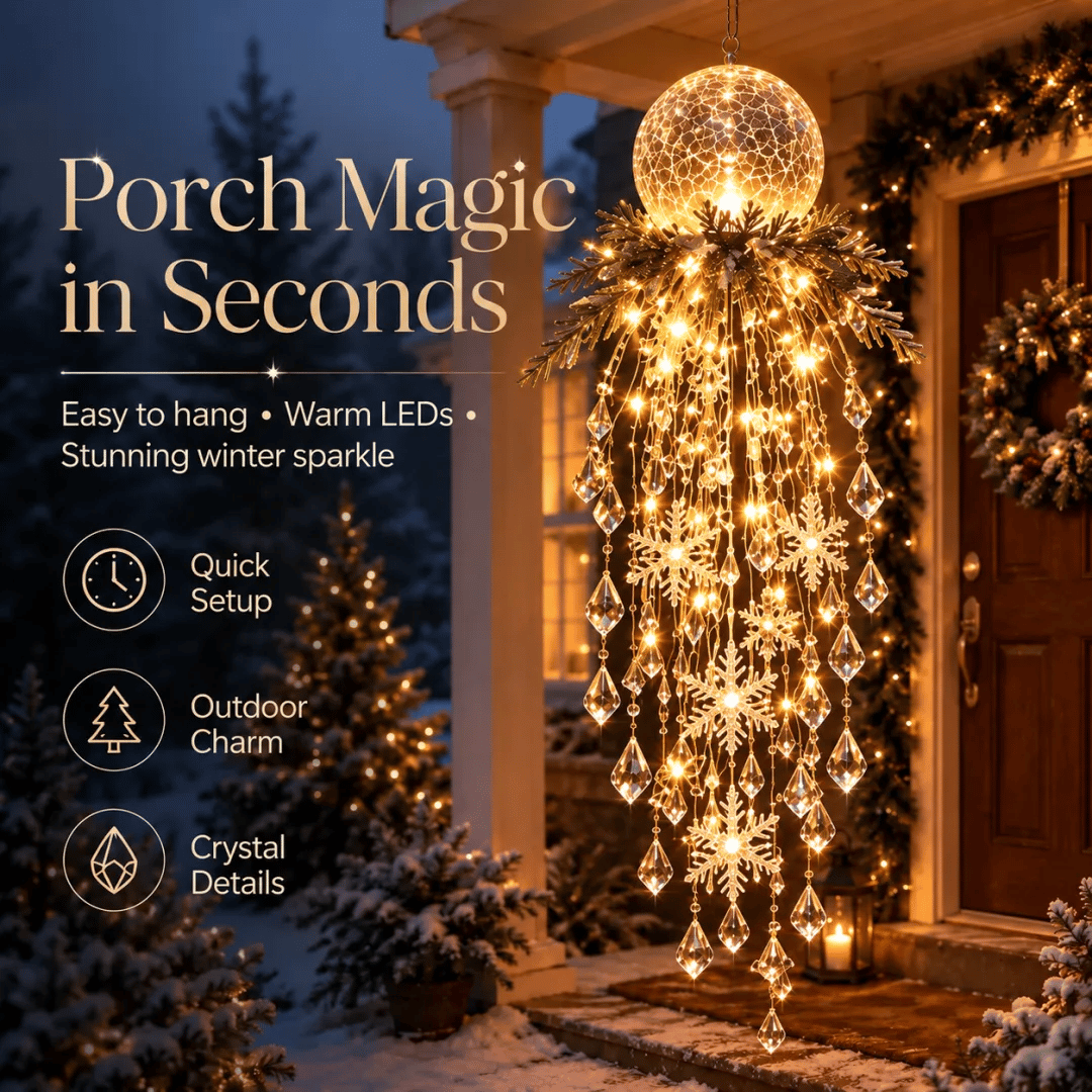 ❄️Crystal Cascade Christmas Light – Hanging Snowflake & Crystal LED Porch Décor ✨