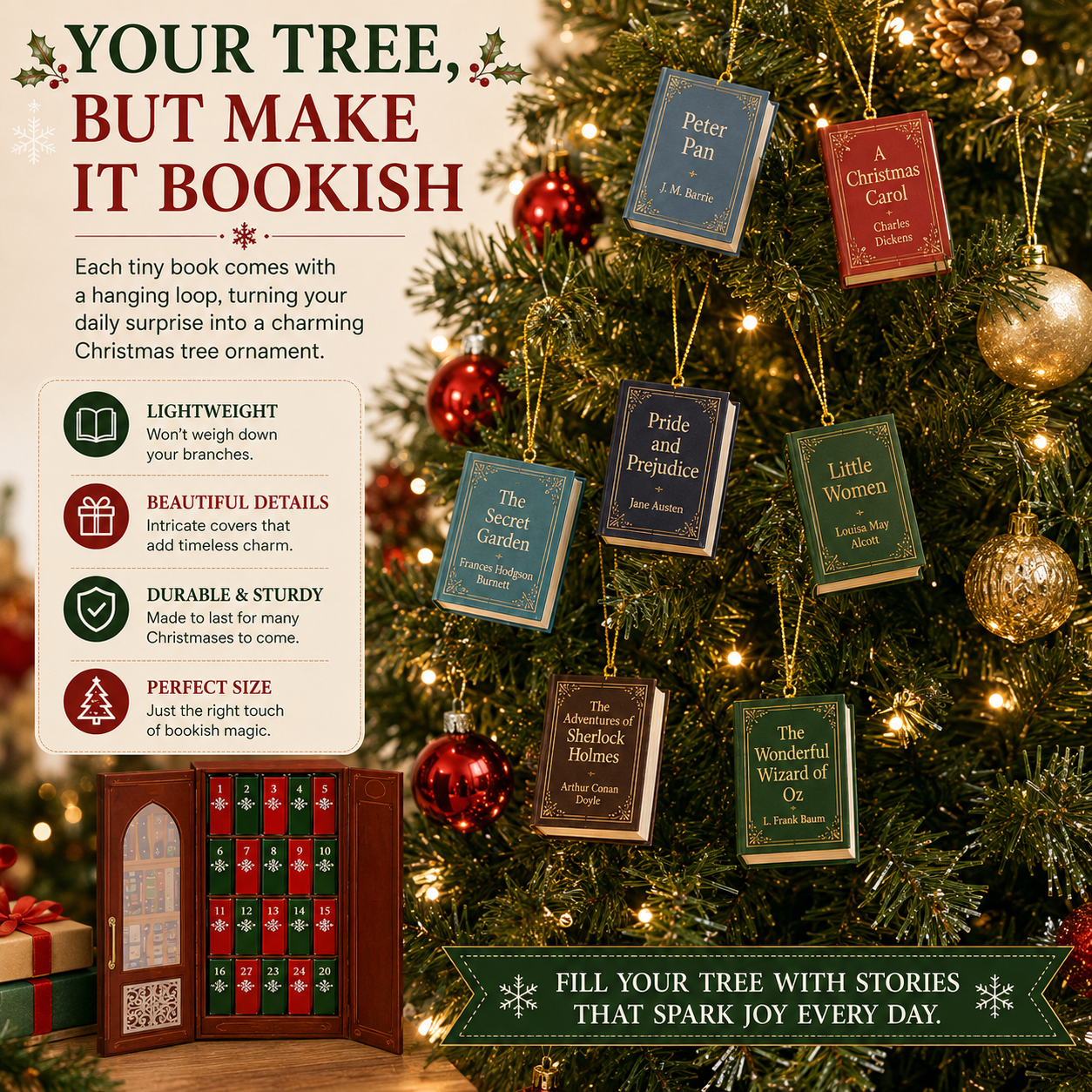✨Last Day Promotion 70% OFF 💥 Mini Book Ornament Advent📚 25-Day Mini Book Advent Calendar