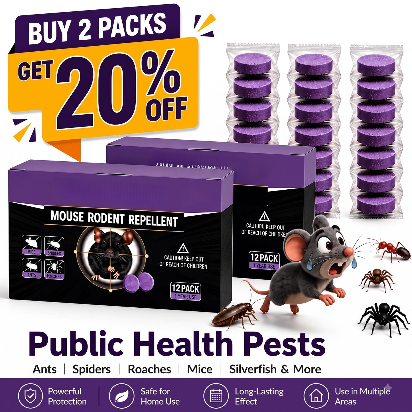 ✅ 10,000+ Happy Customers 🐭 All-Natural Peppermint & Cinnamon Pest & Rodent Repellent Pucks 🕷️🐍