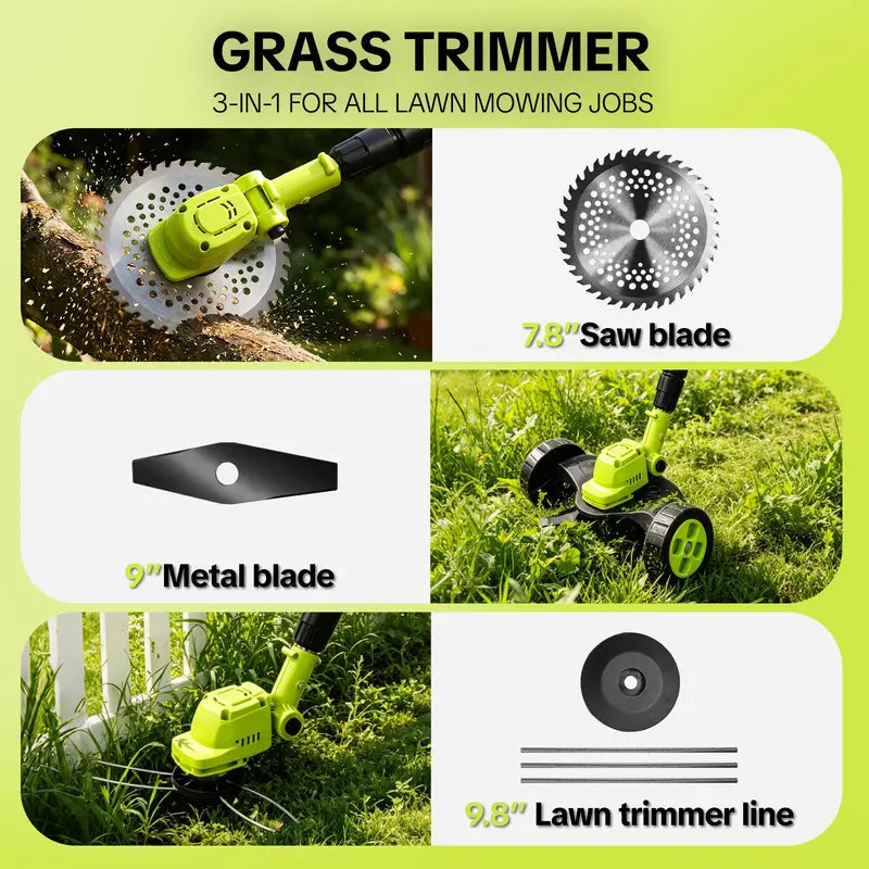3-in-1 Cordless String Trimmer, Edger & Mini Mower