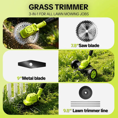 3-in-1 Cordless String Trimmer, Edger & Mini Mower