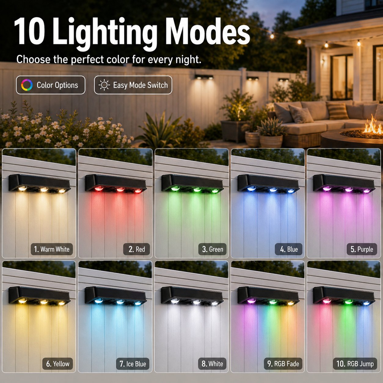 💥LAST DAY 70% OFF🔥💡 7 Colors + RGB Solar Fence Lights