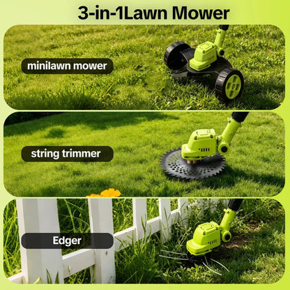 3-in-1 Cordless String Trimmer, Edger & Mini Mower