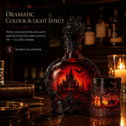 🔥New Arrival Limited Time Offer🦇🍺Gothic Vampire Castle Whisky Decanter & Tumbler