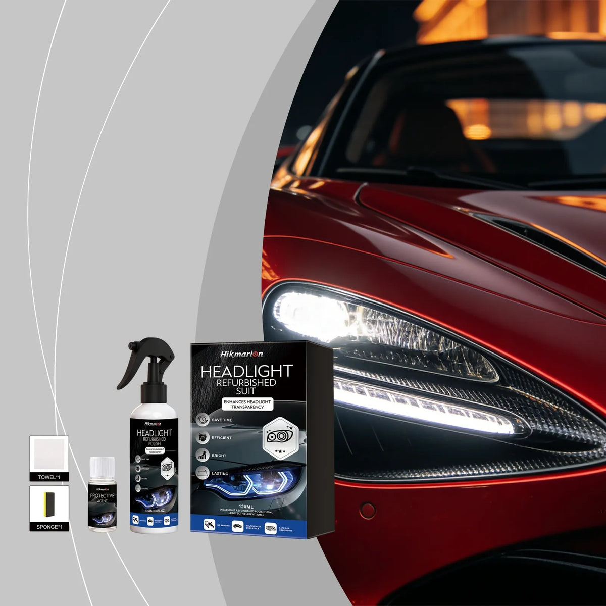 🚗 Automotive Headlamp Restoration Fluid, oxidized and yellowed automotive headlamps, blurring enhanced crystalline coating refurbisher