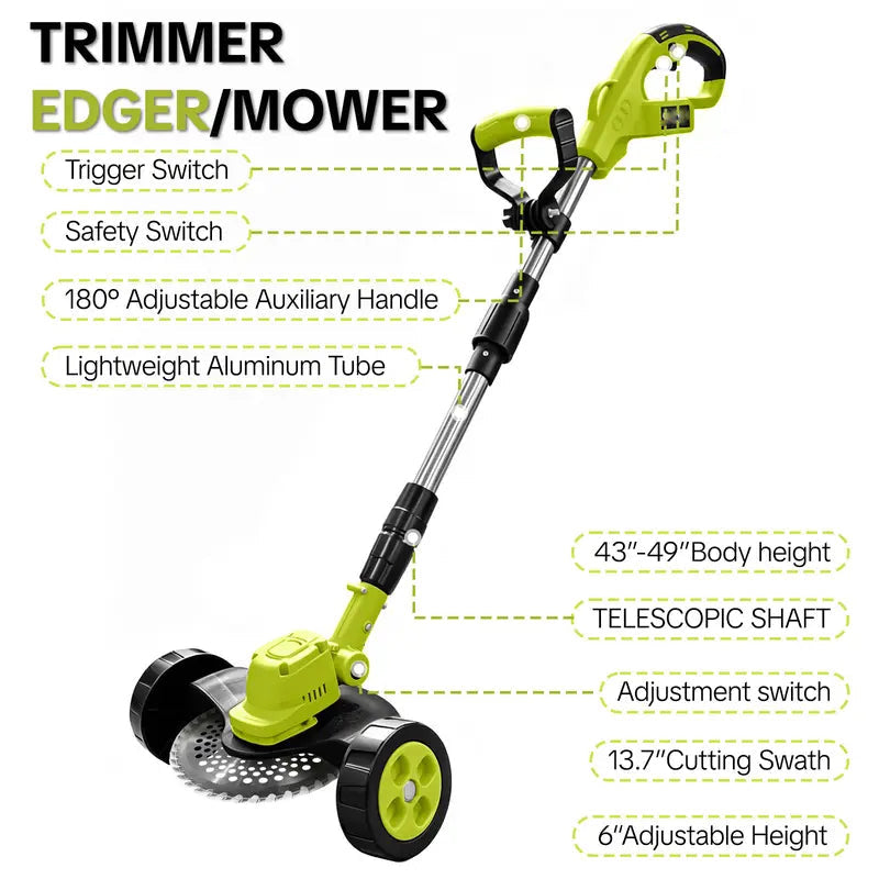 3-in-1 Cordless String Trimmer, Edger & Mini Mower