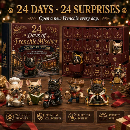 🐶 24-Day French Bulldog Christmas Advent Calendar-24 Unique Collectible Frenchie Characters with Different Outfits🎄✨