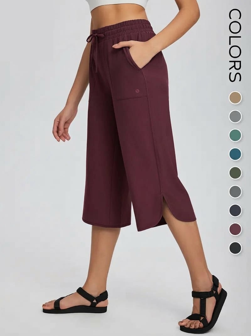 🔥Limited Time 49% Off✨👖 Women's Wide Leg Yoga Capris – High Waisted with Pockets☀️