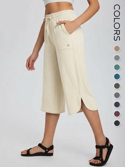 🔥Limited Time 49% Off✨👖 Women's Wide Leg Yoga Capris – High Waisted with Pockets☀️