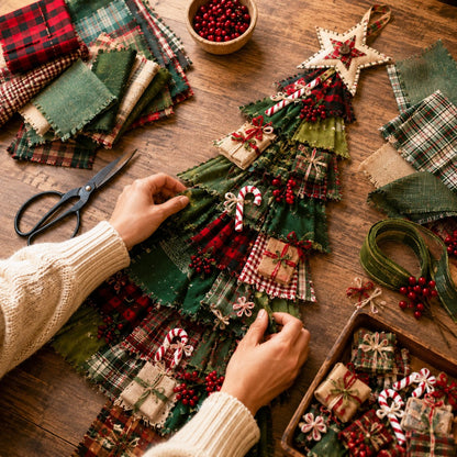 🎄 DIY Oversized Patchwork Christmas Tree Door Hanging Kit – Beginner-Friendly, Complete Craft Kit with Step-by-Step Guide ✨
