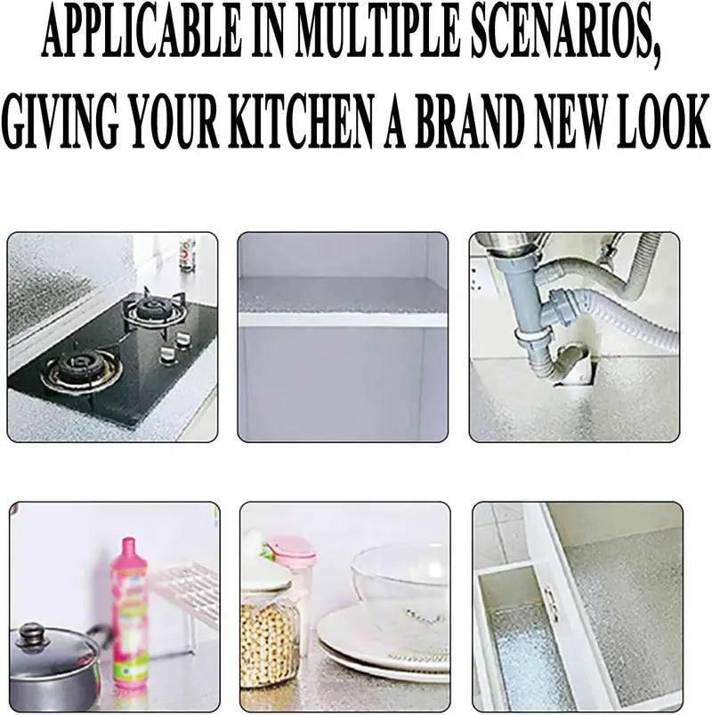 🔥50% OFF – Stainless Steel Oil-Proof Adhesive Wallpaper Roll for Kitchen Countertops, Cabinets & Backsplash