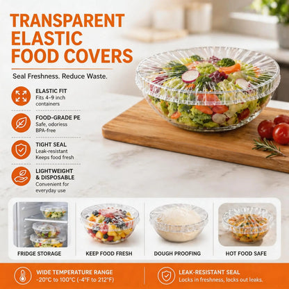🛡️100 Piece Elastic Reusable Bowl Covers for Freshness and Odor Protection