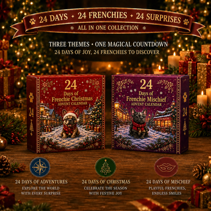 🐶 24-Day French Bulldog Christmas Advent Calendar-24 Unique Collectible Frenchie Characters with Different Outfits🎄✨