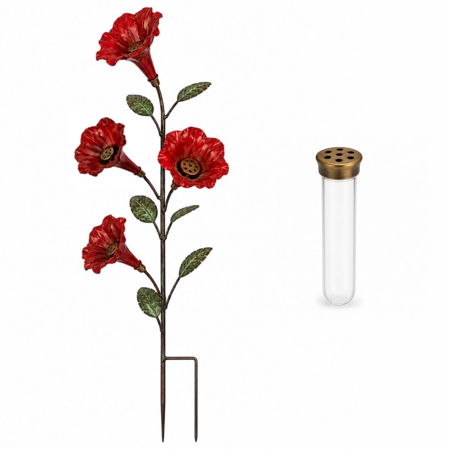 💥 LAST DAY 50% OFF✨ Vintage Red Flower Hummingbird Feeder Garden Stake