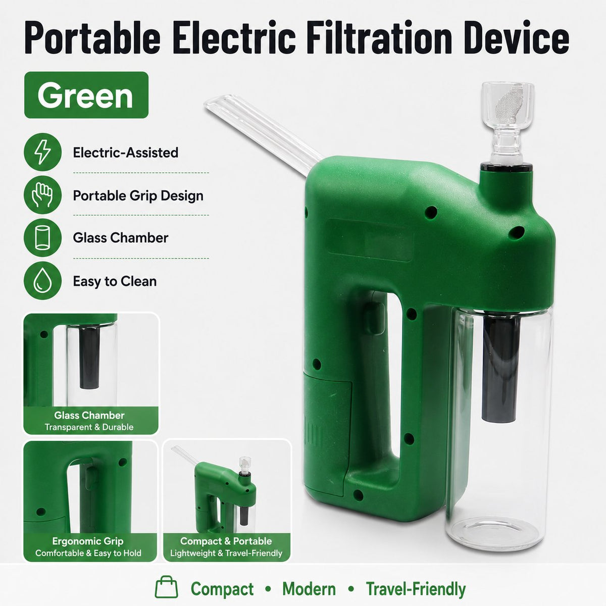 ⚡Portable Handheld Electric Filtration Device | Compact Glass Chamber Design with Electric-Assisted Operation & 6 Color Options ✨