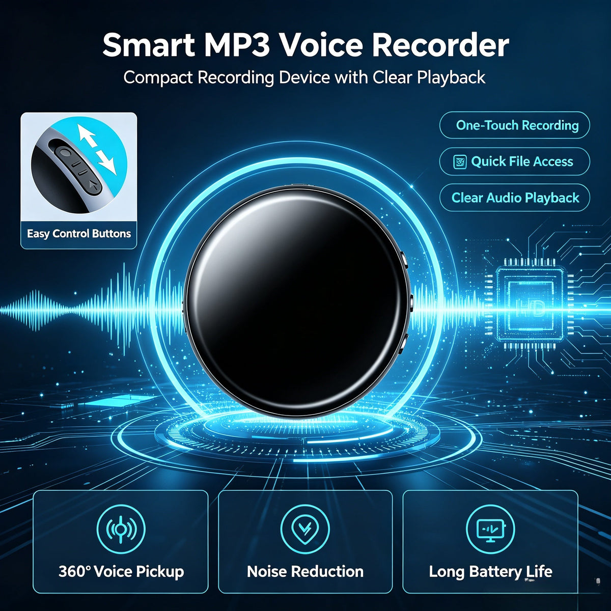 Ultra Magnetic Voice Recorder – HD Noise Reduction & Voice-Activated Recording