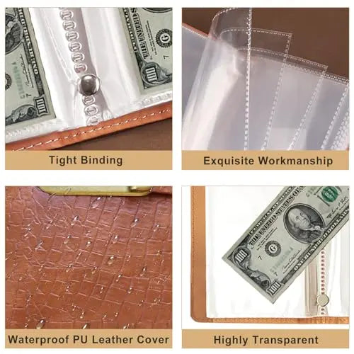 Lockable Cash Savings Album – 100 Pockets for Bills & Money Organization