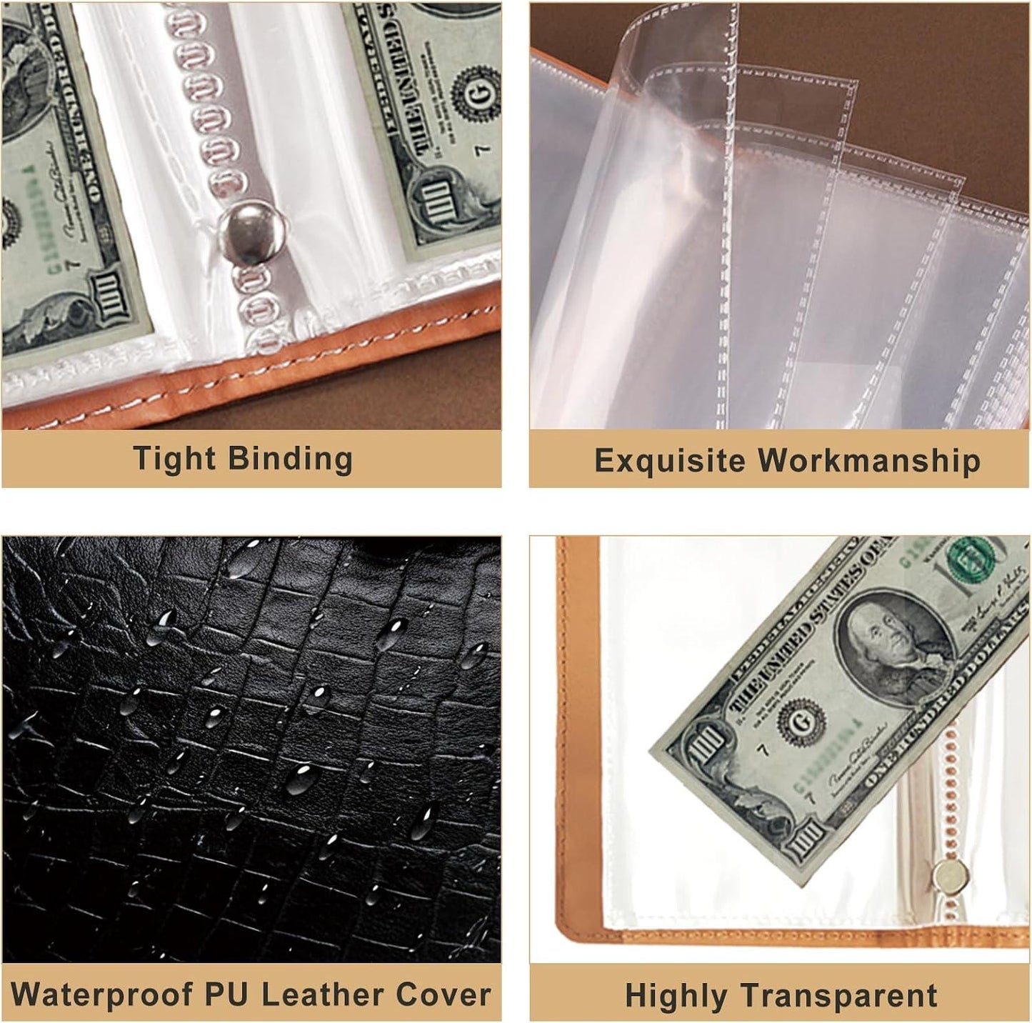 Lockable Cash Savings Album – 100 Pockets for Bills & Money Organization