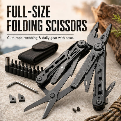 🏕️16‑in‑1 Multi‑Tool Pliers with Full‑Size Folding Scissors