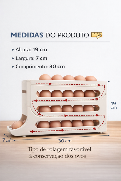 Porta Ovos 4 Andares Deslizante – Organize sua Geladeira  🥚✨