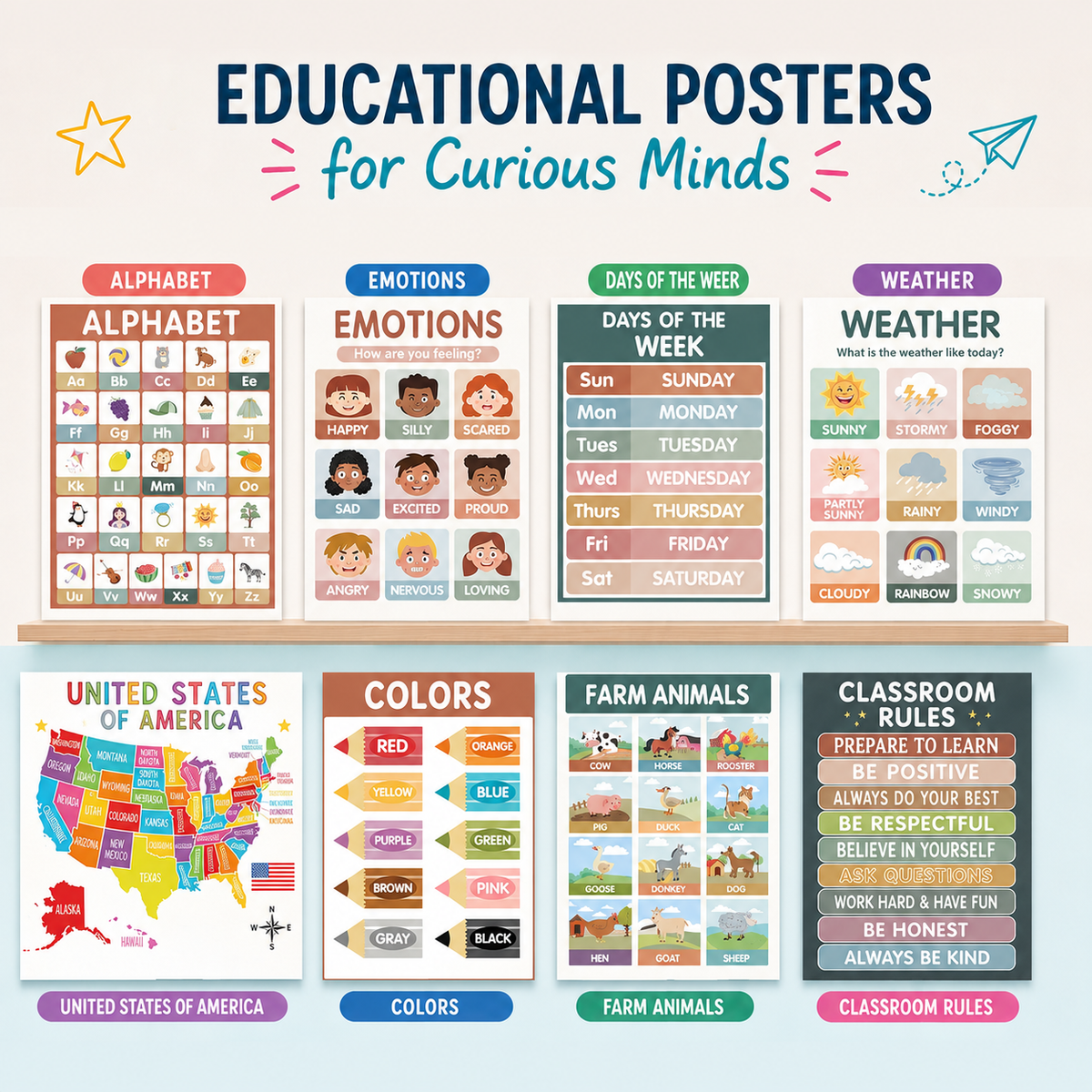 Ultimate Preschool Learning Poster Kit for Early Education